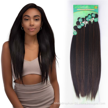 Synthetic Weaves For Sale 12 14 18 20 22 Inch Bundles Free Samples Hair Straight Bouncy Wholesale Weaves Accessories
